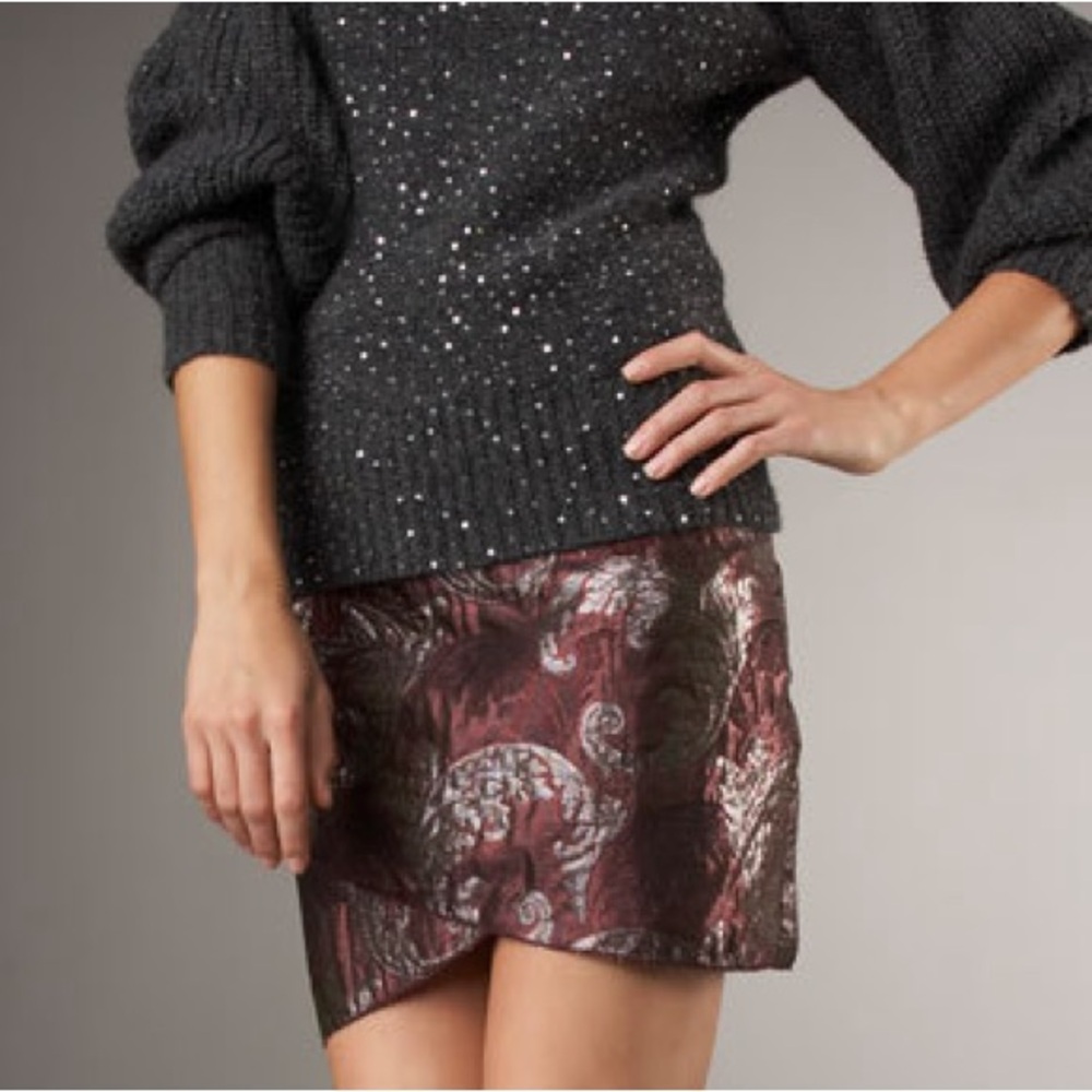 2B.Rych Women’s Plum Brocade Lined Mini Skirt Size 2